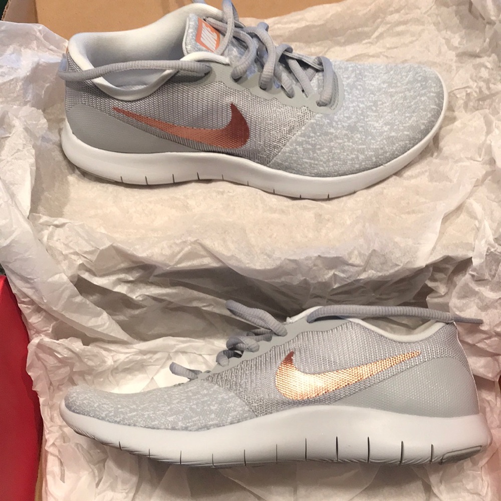 Nike Flex Contact Shoes - Gray/Rose Gold